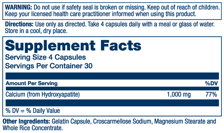 Solaray Calcium Hydroxyapatite 1000mg | Highly Advanced Calcium Supplement to Help Support Healthy Bones & Teeth, Nerve & Muscle Function | 120 Caps