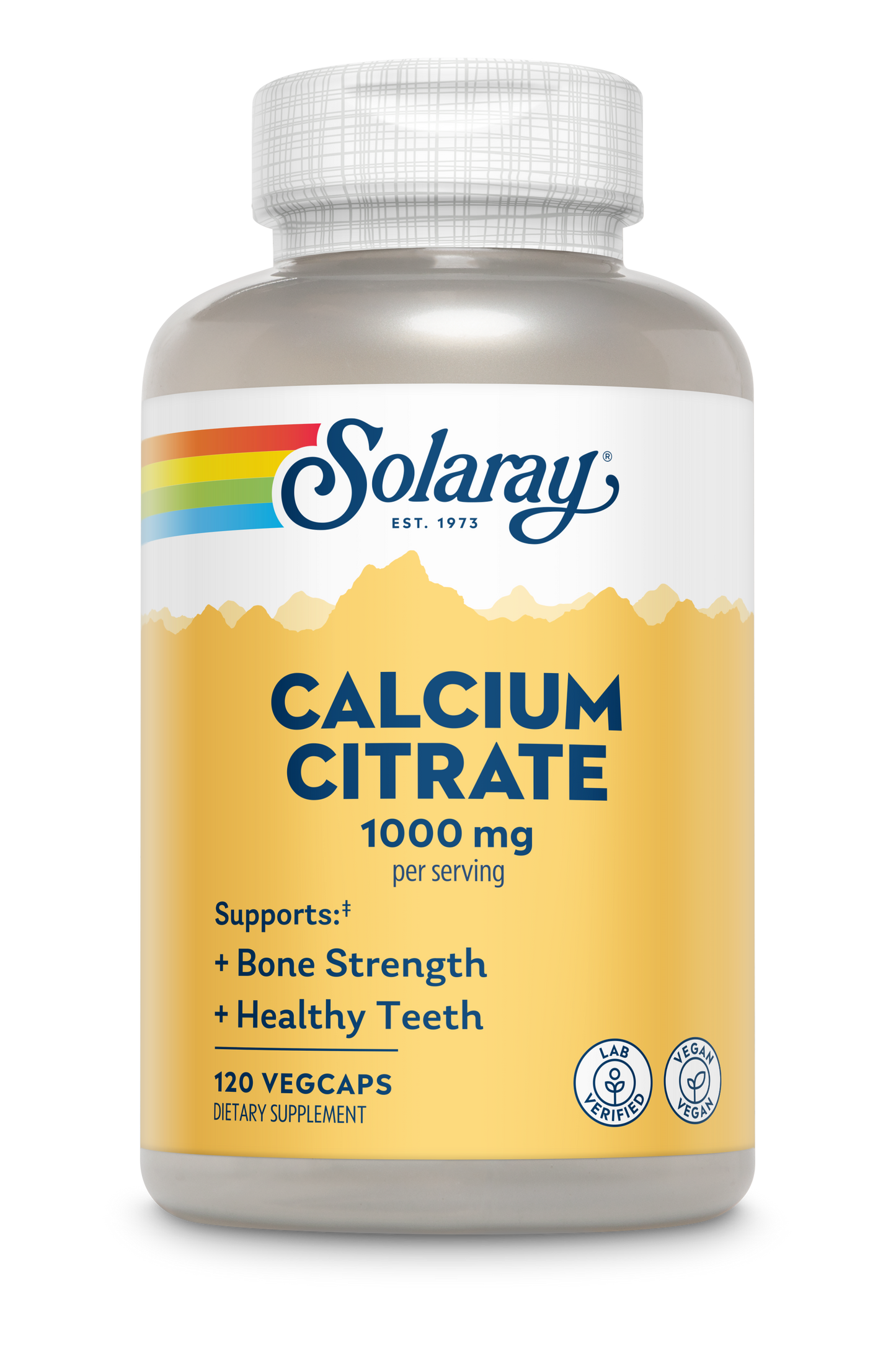 Solaray Calcium Citrate 1000mg, Chelated Calcium Supplement for Bone Strength, Healthy Teeth & Nerve, Muscle & Heart Function Support, Easy to Digest, 60-Day Guarantee, Vegan | 30 Servings | 120ct (30 Serv, 120 Count)