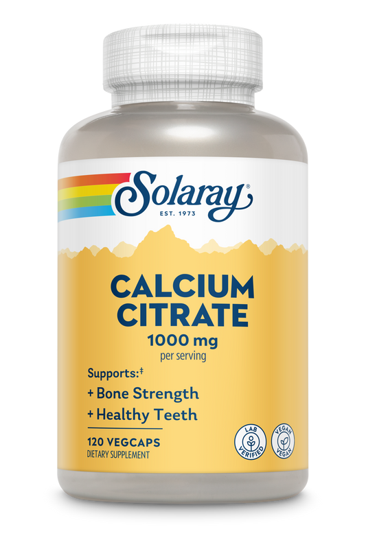 Solaray Calcium Citrate 1000mg, Chelated Calcium Supplement for Bone Strength, Healthy Teeth & Nerve, Muscle & Heart Function Support, Easy to Digest, 60-Day Guarantee, Vegan | 30 Servings | 120ct (30 Serv, 120 Count)