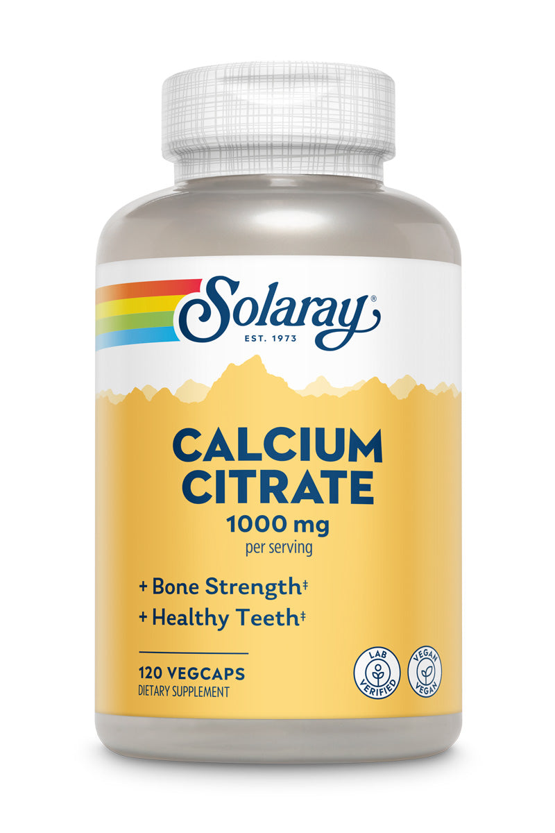 Solaray Calcium Citrate 1000mg, Chelated Calcium Supplement for Bone Strength, Healthy Teeth & Nerve, Muscle & Heart Function Support, Easy to Digest, 60-Day Guarantee, Vegan | 30 Servings | 120ct (30 Serv, 120 Count)