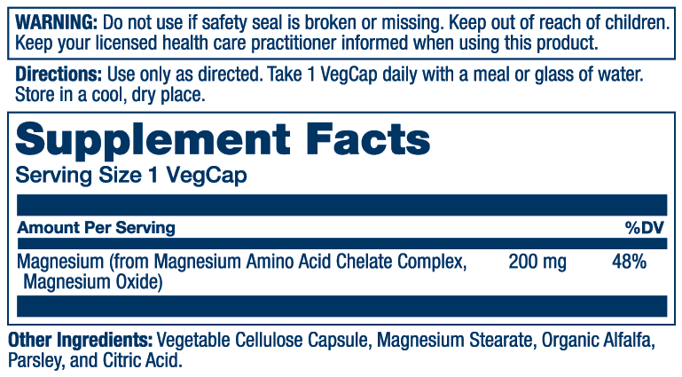 Solaray Magnesium Amino Acid Chelate 200 mg, Chelated Magnesium Supplement for Bone Health, Heart Health and Muscle Function Support, Vegan, 60-Day Money Back Guarantee, 100 Servings, 100 VegCaps