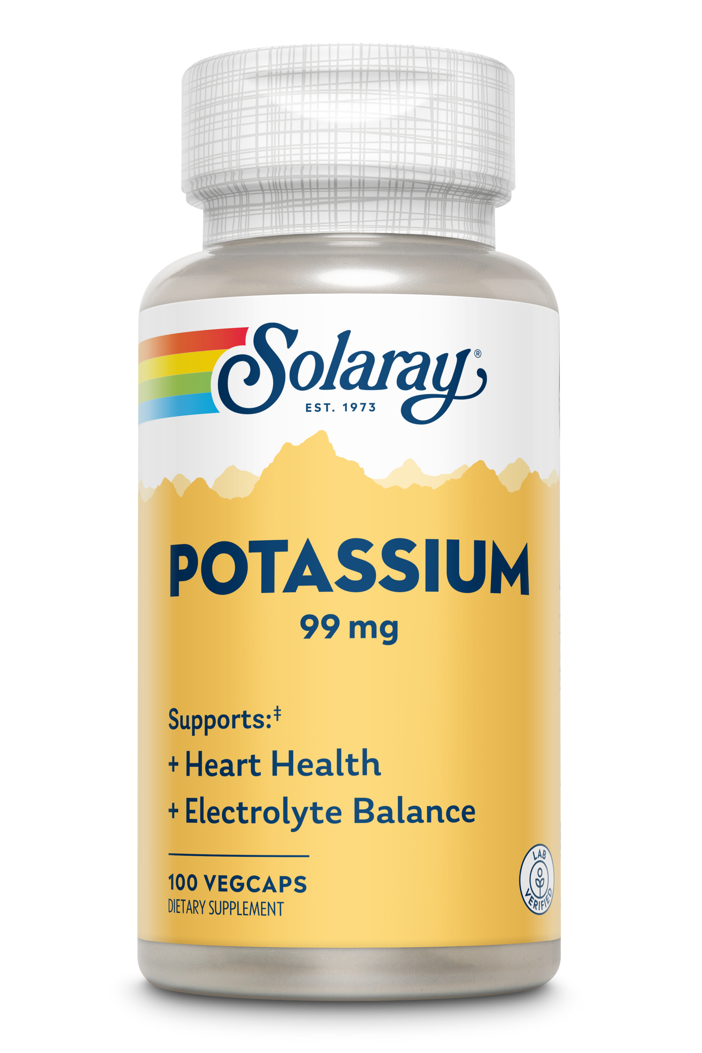 Solaray Potassium 99 mg, Fluid and Electrolyte Balance Formula, Potassium Supplement for Muscle, Nerve, Cellular and Heart Health Support, 60-Day Money Back Guarantee, 100 Servings, 100 VegCaps