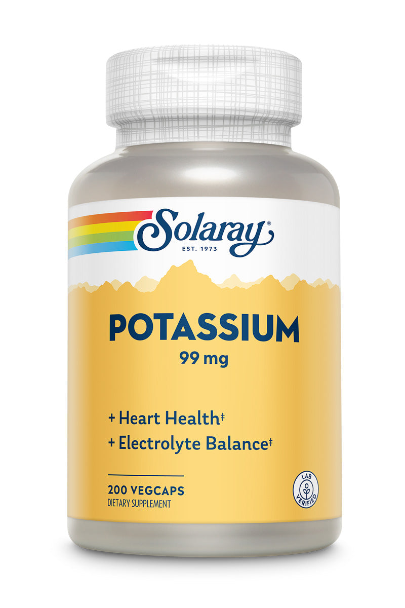 Solaray Potassium 99mg, Fluid & Electrolyte Balance Formula, Heart, Nerve & Muscle Function Support 200ct