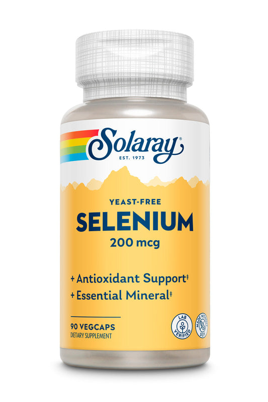 Solaray Yeast Free Selenium 200mcg, Selenium Capsules for Healthy Thyroid Function & Immune Support, High Absorption Supplement, Vegan, 90 Servings, 90 VegCaps