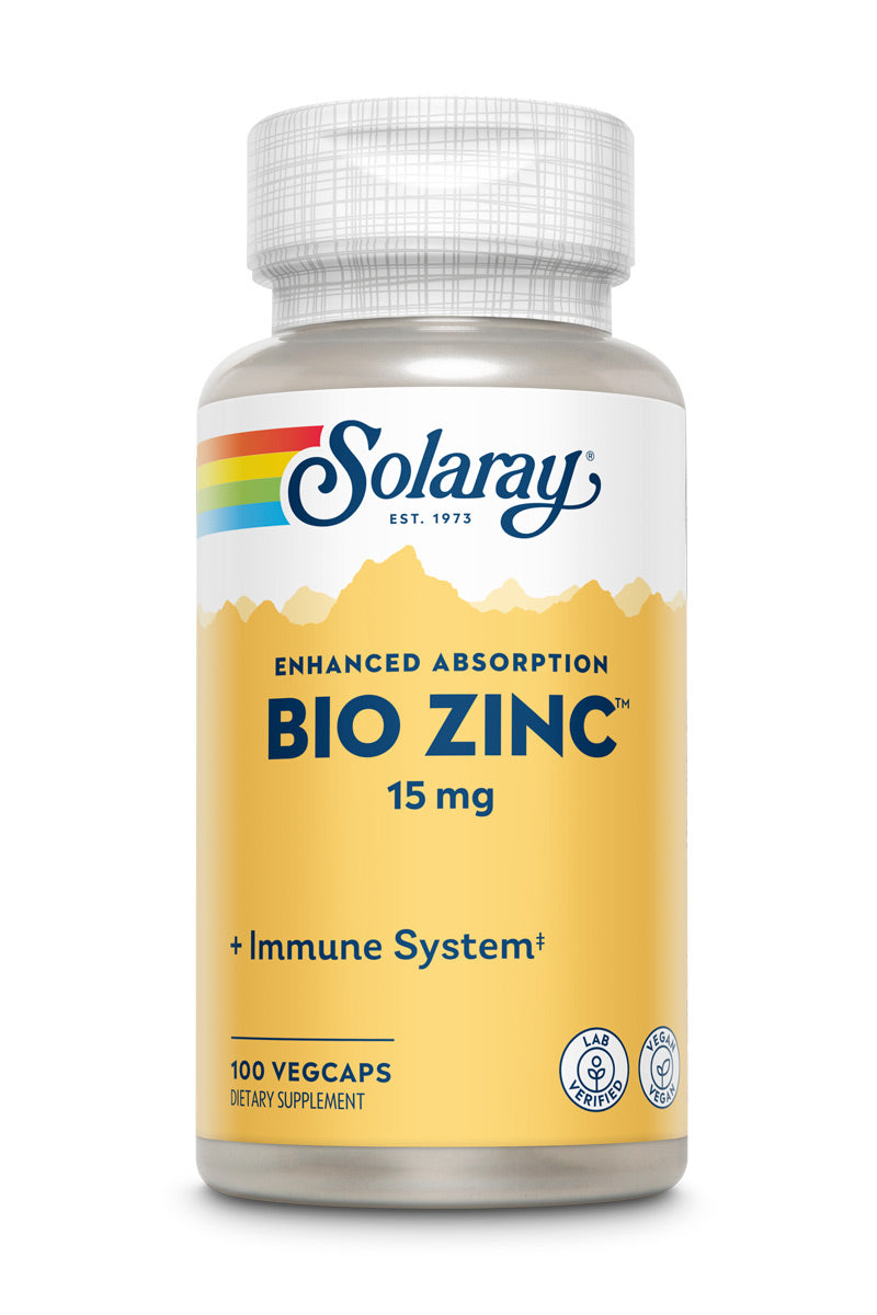 Solaray Bio Zinc 15 mg | Triple Zinc Complex for Healthy Immune System, Endocrine & Cell Function Support | 100 VegCaps