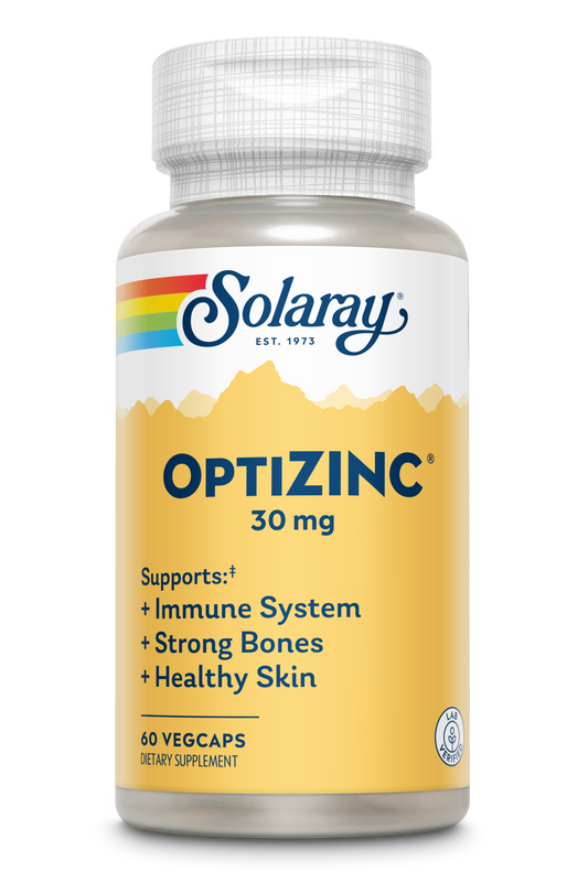 Solaray OptiZinc 30mg Immune Support Supplement, Chelated Zinc Capsules, Endocrine Systems and Cellular Health Support, with Methionine, Vitamin B6 and NO Copper, 60-Day Guarantee, 60 Serv, 60 VegCaps