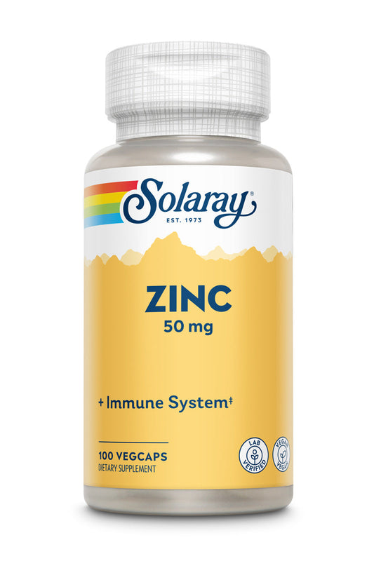 Solaray Zinc 50mg Immune Support Supplement, Bioavailable Chelated Zinc Capsules, Cellular Health and Immune System Formula with Pumpkin Seed, Vegan, 60-Day Money Back Guarantee, 100 Serv, 100 VegCaps