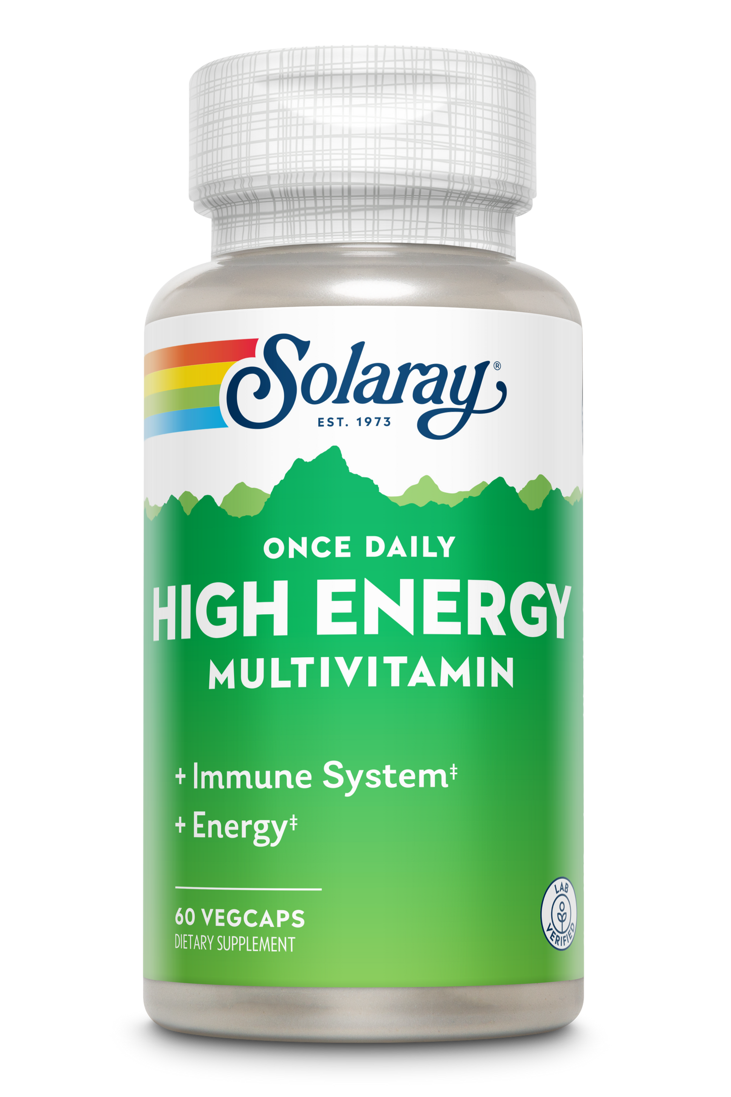 Solaray Once Daily High Energy Multivitamin, Supports Immunity & Energy, Whole Food Base Ingredients, Mens and Womens Multi Vitamin, 180 VegCaps ( 60 Servings, 60 VegCaps)