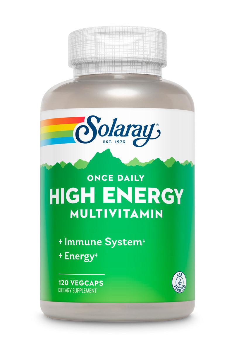 Solaray Once Daily High Energy Multivitamin, Supports Immunity & Energy, Whole Food Base Ingredients, Mens and Womens Multi Vitamin, 180 VegCaps (120 Servings, 120 VegCaps)