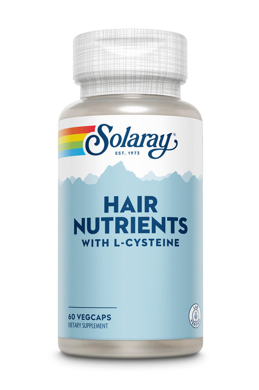 Solaray Hair Nutrients with L-Cysteine - Hair Vitamins with Biotin for Hair Growth Support - Hair Skin and Nails Vitamins for Women and Men - Lab Verified, 60-Day Guarantee - 30 Servings, 60 VegCaps