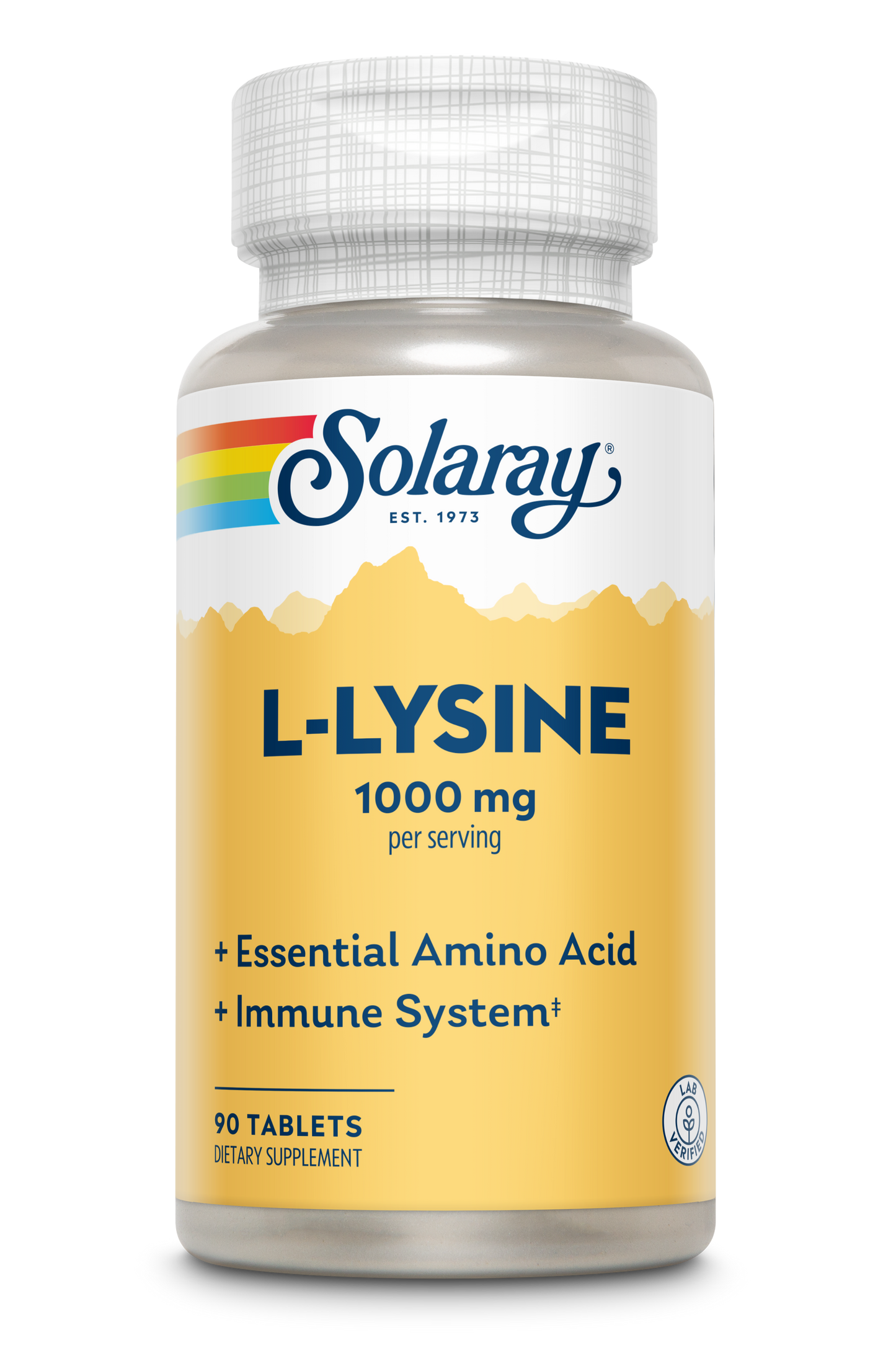 Solaray L-Lysine, Free-Form 1000 mg, Essential Amino Acid Immune Support Supplement with Vitamin C 1,000 mg and Zinc 25 mg, Lab Verified, 60-Day Guarantee, 30 Servings, 90 Tablets