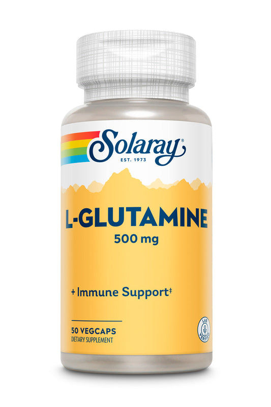 Solaray L-Glutamine 500mg | Healthy Muscle Recovery, Gastrointestinal & Immune System Support | Non-GMO | Vegan | Lab Verified | 50 VegCaps