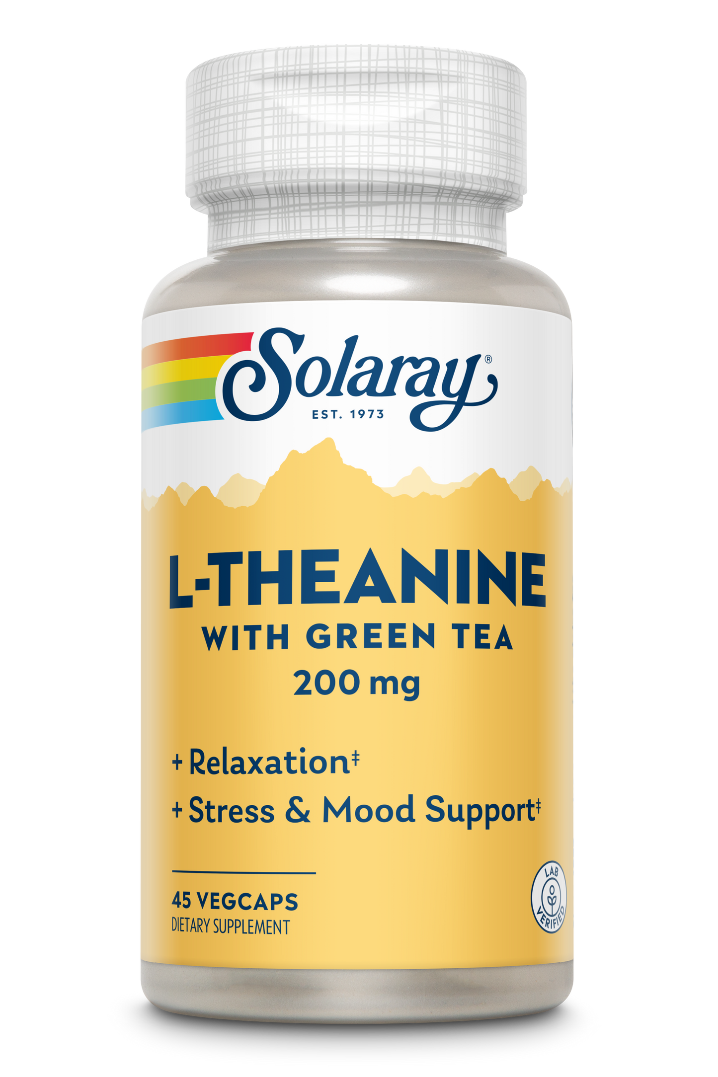 Solaray L-Theanine - 45 VegCaps - 200 mg + 100 mg Green Tea Leaf