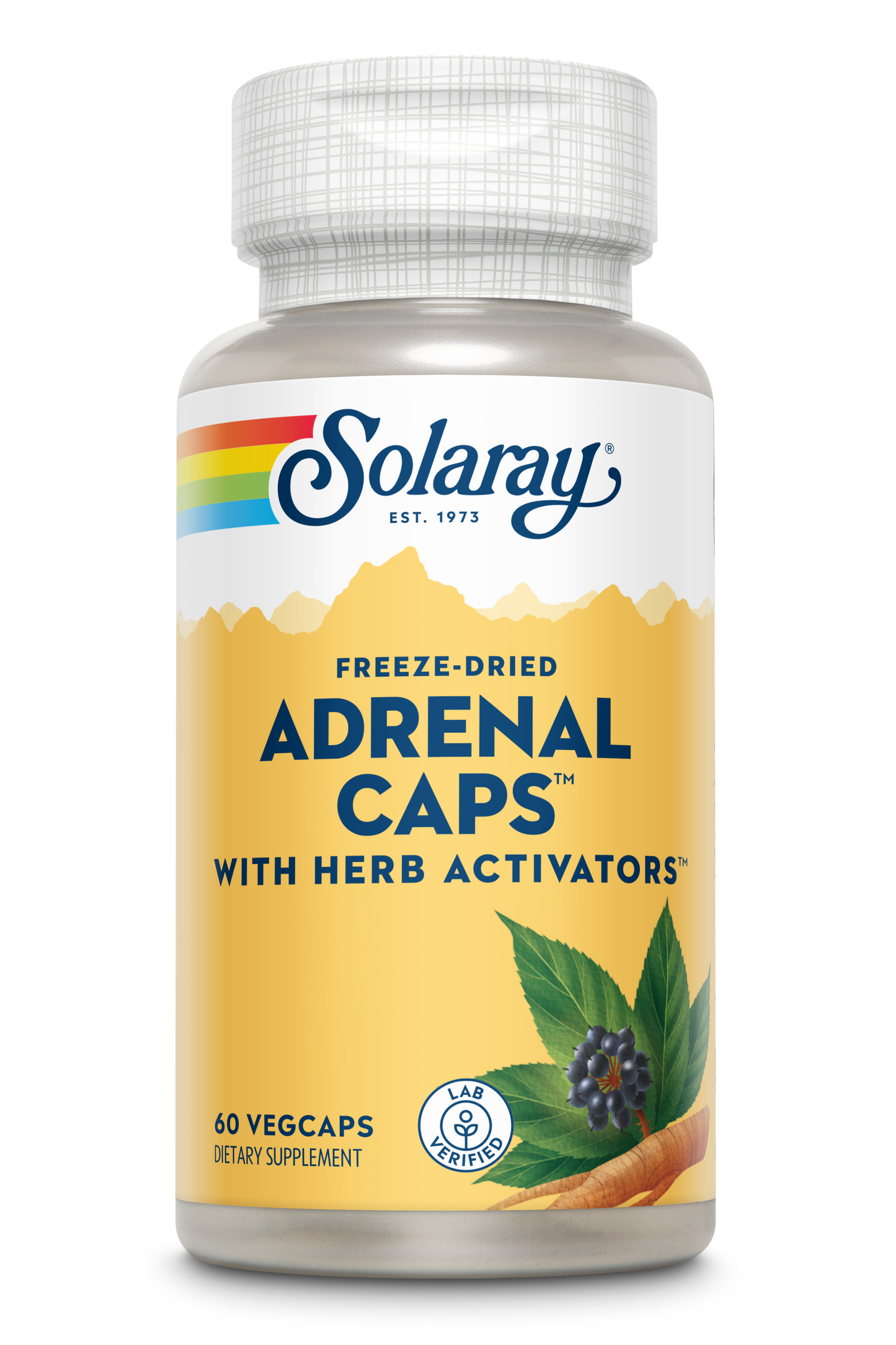 Solaray Adrenal Caps Freeze Dried, Veg Cap (Btl-Plastic) 170mg 60ct