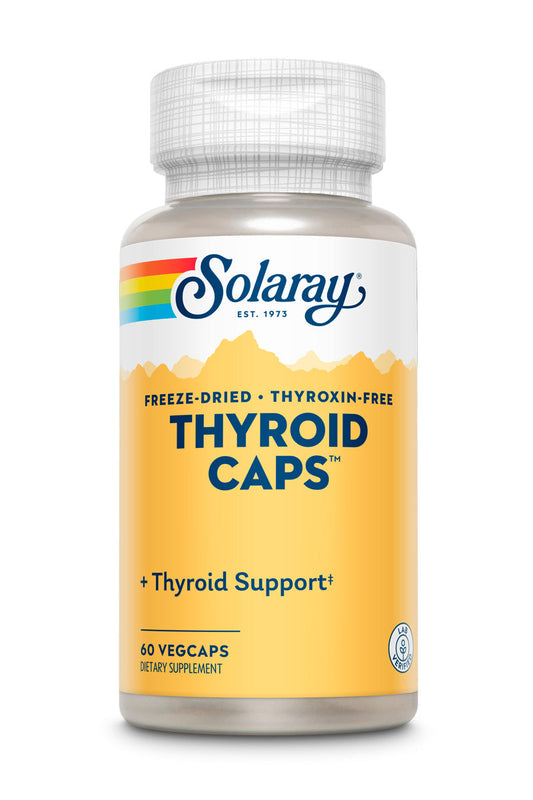 Solaray Thyroid Caps Raw Gland Concentrate, Freeze Dried | Healthy Thyroid Support | Thyroxin Free | 60ct