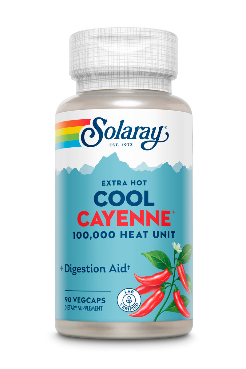 Solaray Extra Hot Cool Cayenne 100,000 HU | Healthy Digestion, Metabolism & Cardiovascular Support | 90 VegCaps