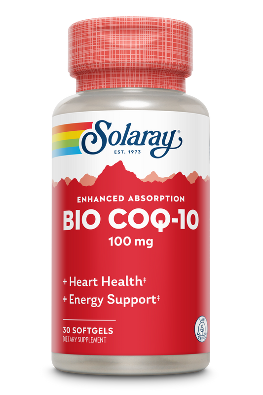 Solaray Bio CoQ-10 100 mg | Enhanced Absorption | Vitamins A & E | Healthy Heart & Cellular Energy Support (30 CT)