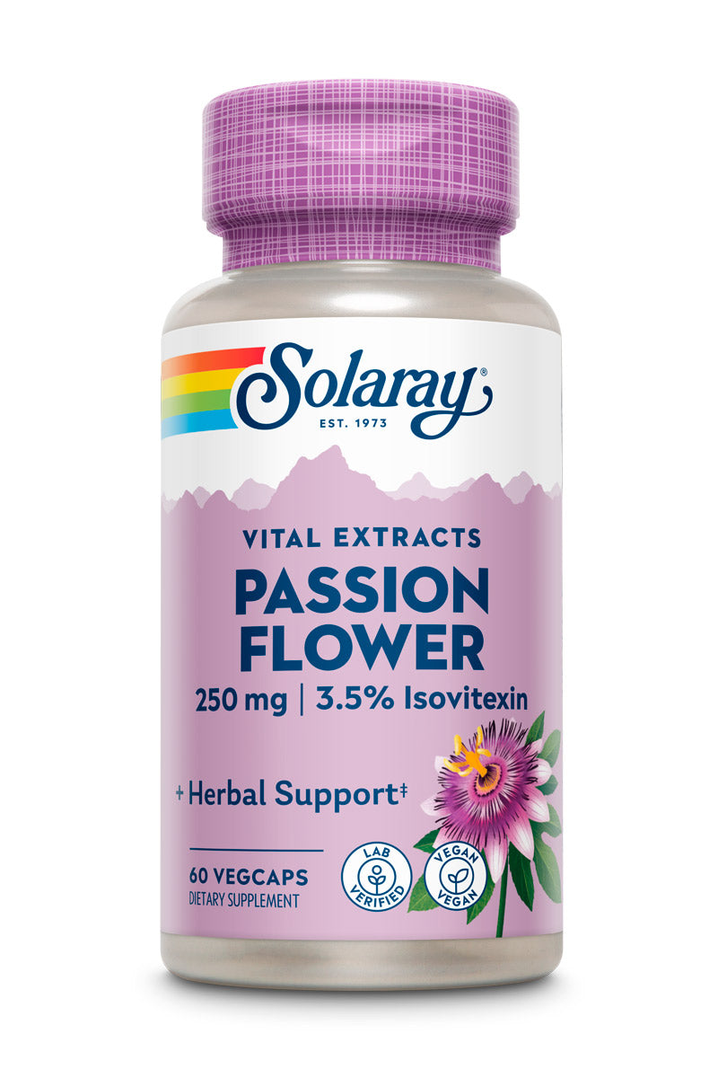 Solaray Passion Flower Extract Supplement, 250 mg | 60 Count