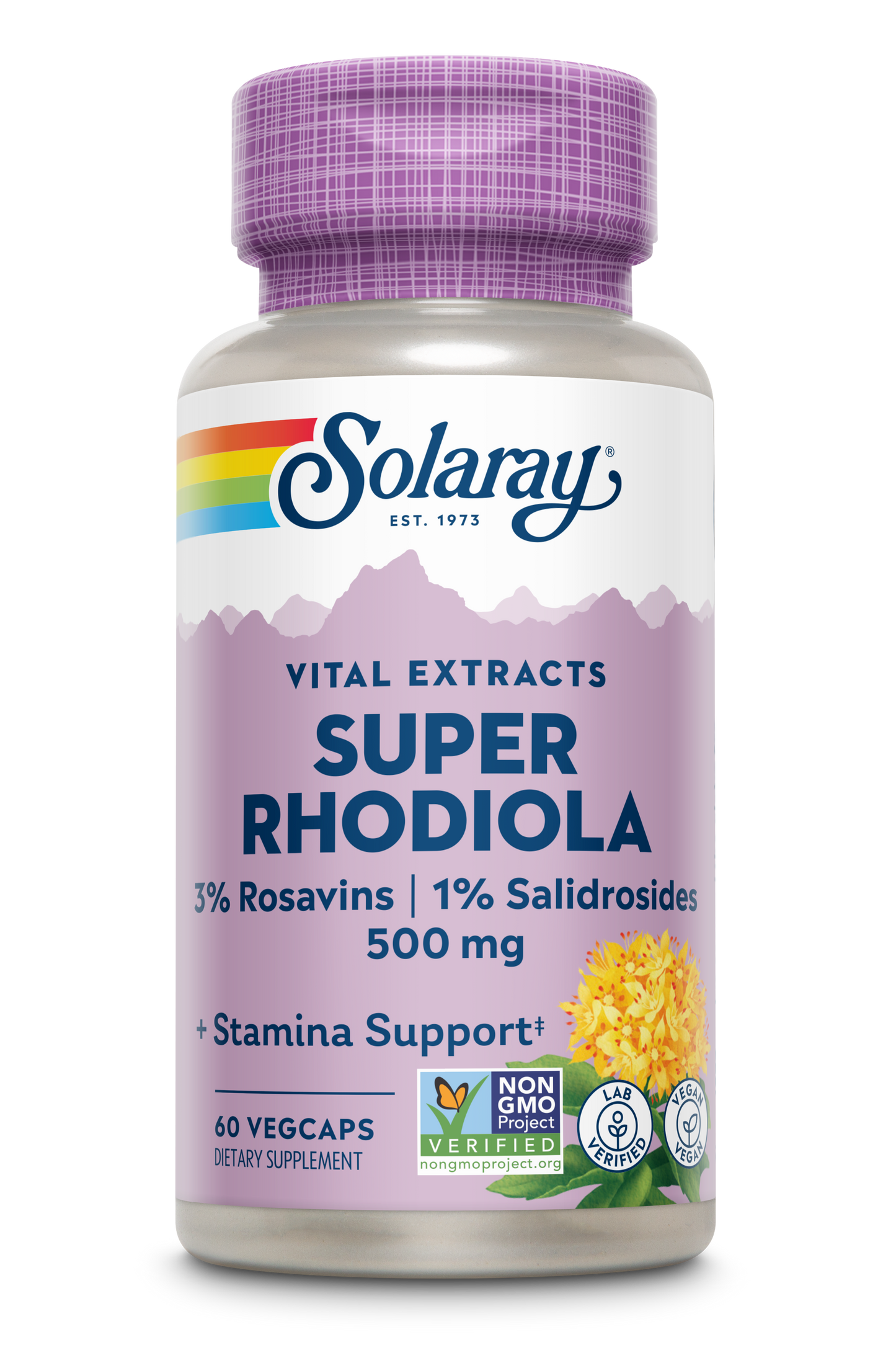 Solaray Super Rhodiola Root Extract 500mg | Herbal Adaptogen for Healthy Stress & Energy Support | Guaranteed Potency | Non-GMO & Vegan | 60 VegCaps