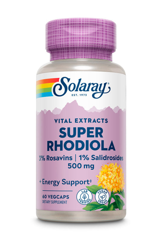 Solaray Super Rhodiola Root Extract 500mg | Herbal Adaptogen for Healthy Stress & Energy Support | Guaranteed Potency | Non-GMO & Vegan | 60 VegCaps