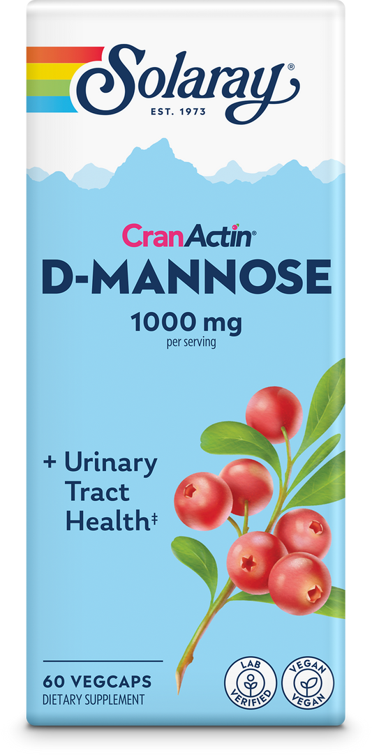 Solaray D-Mannose w/ CranActin Cranberry Extract 1000mg w/ Vit C , Healthy Urinary Tract Support  (120 CT)