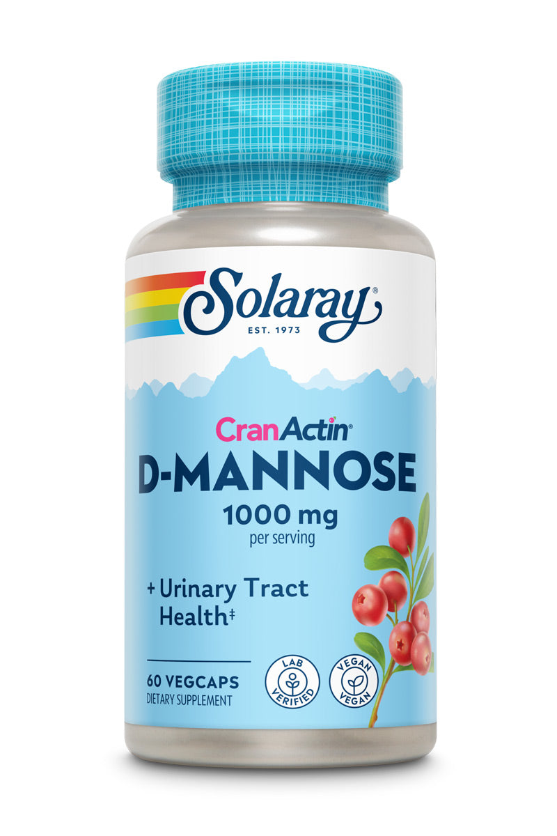 Solaray D-Mannose w/ CranActin Cranberry Extract 1000mg w/ Vit C , Healthy Urinary Tract Support  (60 CT)