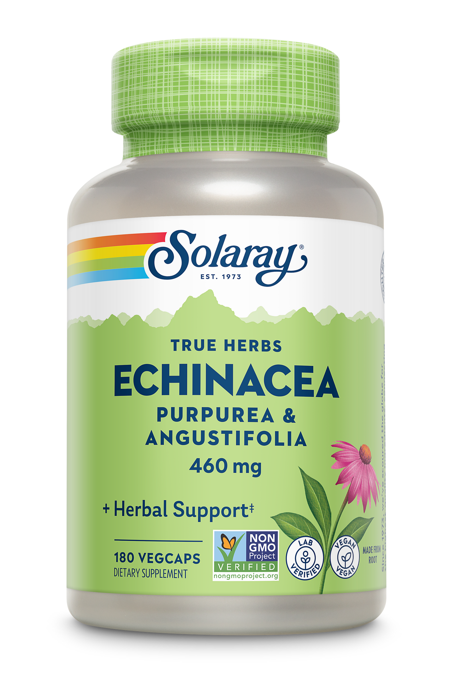 Solaray Echinacea Purpurea & Angustifolia Root 460 mg | Healthy Immune & Respiratory Function Support | 180 VegCaps