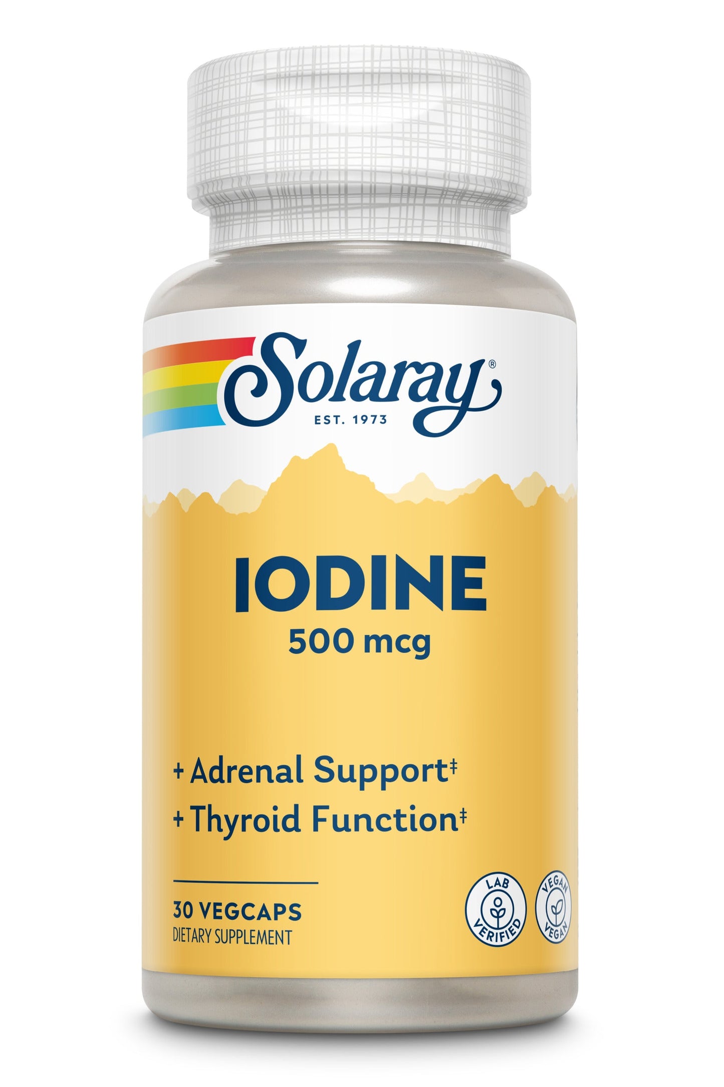 Solaray Iodine 500 mcg, Iodine Supplement for Healthy Adrenal and Thyroid Support, Energy, Metabolism, and Focus, Potassium Iodide, Vegan, 60-Day Money-Back Guarantee, 30 Servings, 30 VegCaps