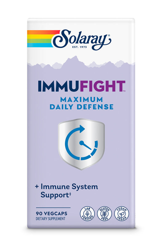 Solaray Immufight Maximum Daily Defense, All Day Immune Support, Vitamin C, Vitamin D, Zinc, Probiotics, Monolaurin, Acerola & More, Vegan & Gluten Free, 60 Day Guarantee, 30 Servings, 90 VegCaps