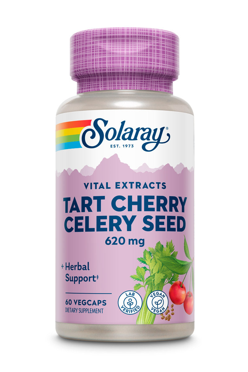 Solaray Tart Cherry & Celery Seed | Healthy Uric Acid Levels, Joint, Muscle Recovery & Sleep Support | 60 VegCaps