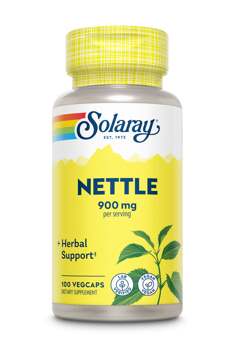 Solaray Nettle 900 mg - Organic Nettle Leaf Supplement - Kidney, Urinary, and Prostate Support - Traditional Use for Allergy Response and Respiratory Wellness - Vegan - 50 Servings, 100 VegCaps