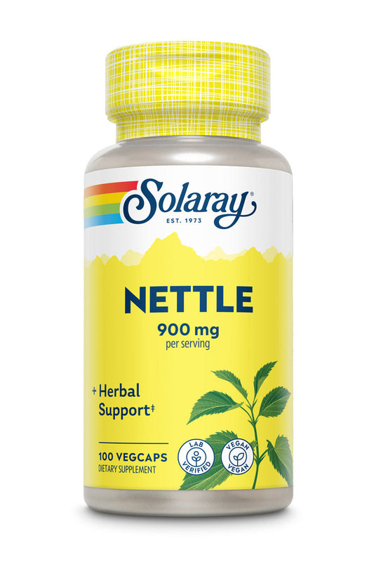 Solaray Nettle 900 mg - Organic Nettle Leaf Supplement - Kidney, Urinary, and Prostate Support - Traditional Use for Allergy Response and Respiratory Wellness - Vegan - 50 Servings, 100 VegCaps