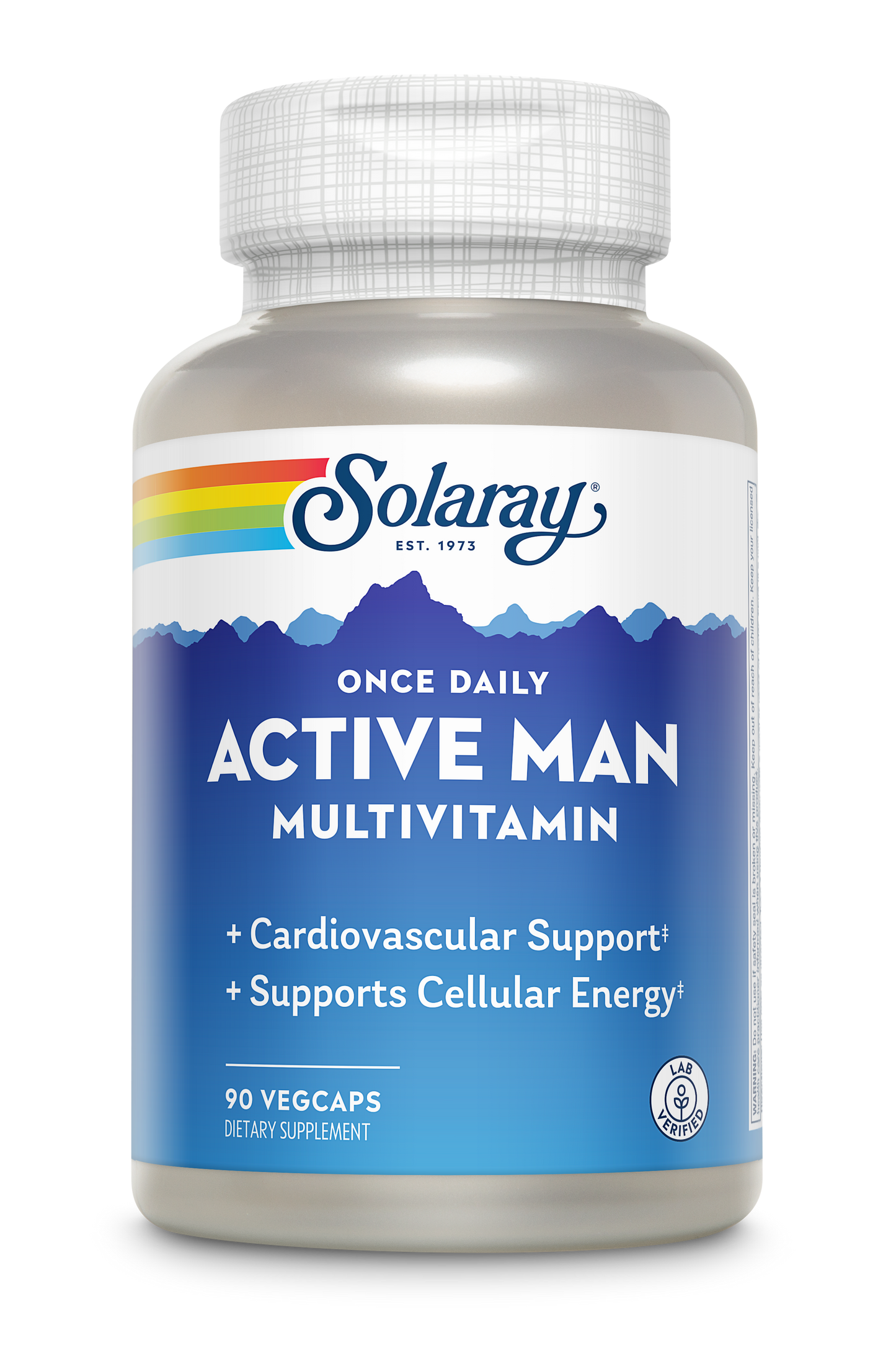 Solaray Once Daily Active Man Multivitamin & Mineral, Multivitamin for Cardiovascular, Support, Energy & Focus, Digestive Enzyme Blend, Amino Acids and Whole Food Base, 90 Servings, 90 VegCaps