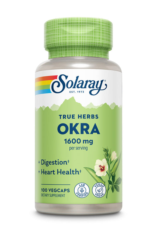 Solaray Okra Fruit 400mg Healthy Digestion & Cardiovascular Function Soluble Fiber Including Gums & Pectins Non-GMO & Vegan 100 VegCaps