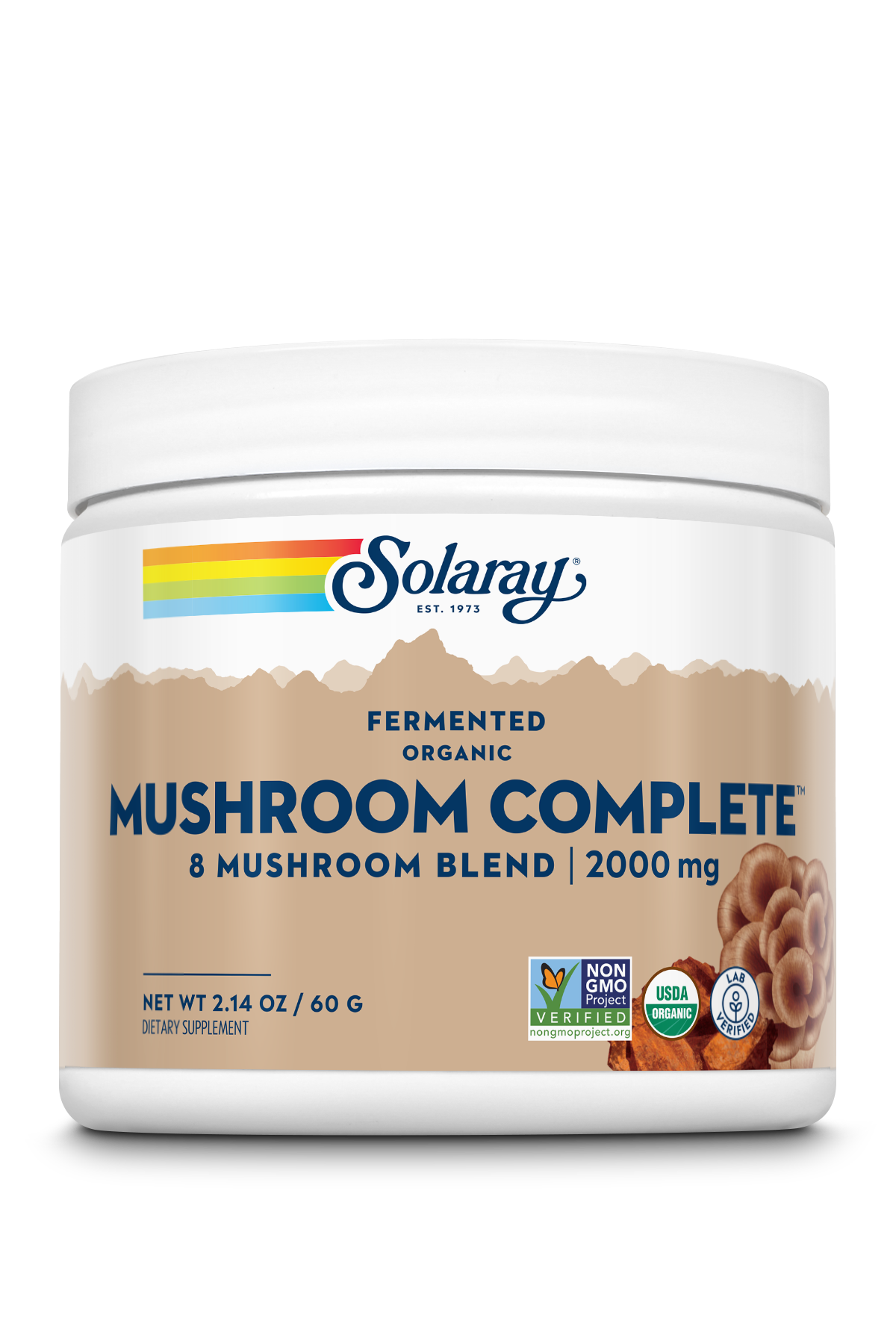 Solaray Fermented Organic Mushroom Complete, Powder | Healthy Immune Function Support | 2,000 mg per serv. | 60g, 30 Serv