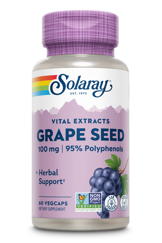 Solaray Grape Seed Extract 100 mg Plus Bioflavonoid Complex | Healthy Cardiovascular & Blood Vessel Support | 60 VegCaps