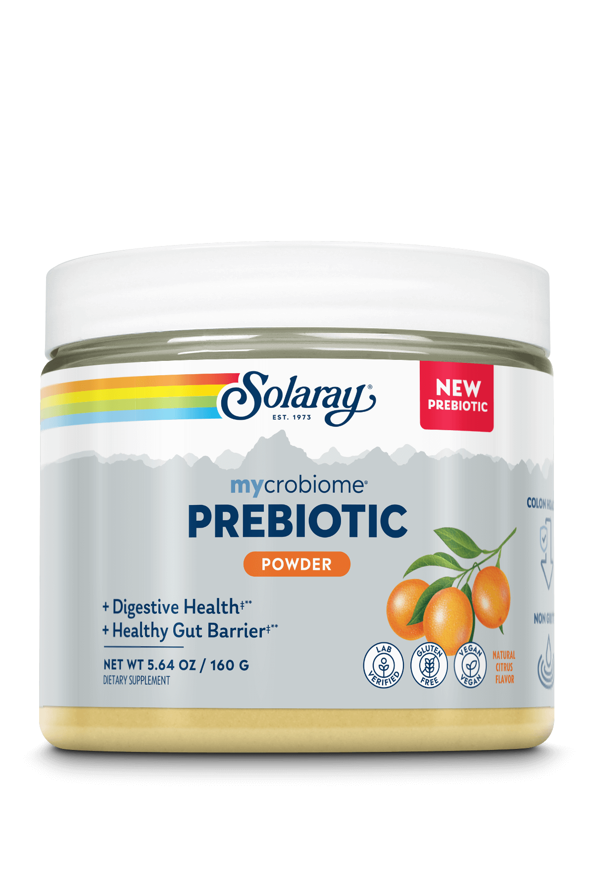 Solaray Mycrobiome Prebiotic Powder, Prebiotics for Women and Men, Digestive Nutritional Supplements for Colon and Gut Health, Easy-to-Mix, Non-Bloating Formula, Citrus Flavor, 20 Servings, 5.64 OZ