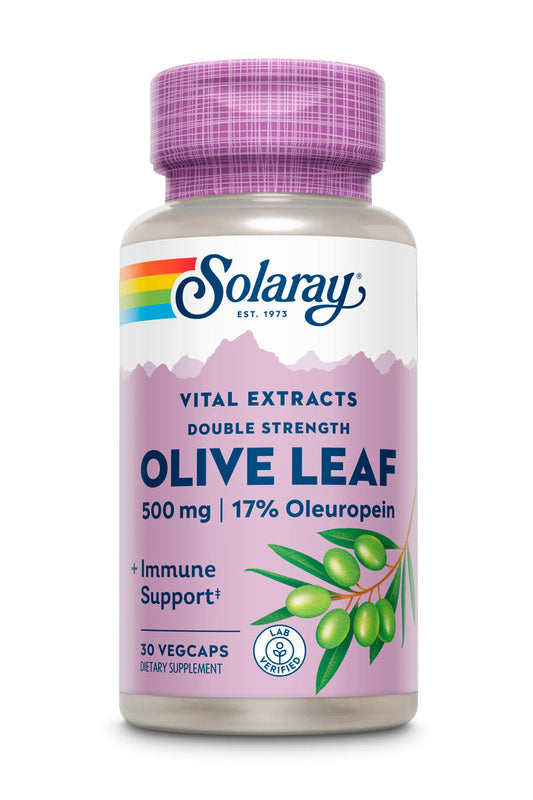 Solaray Guaranteed Potency Olive Leaf Extract Double Strength, Veg Cap (Btl-Plastic) 500mg | 30ct