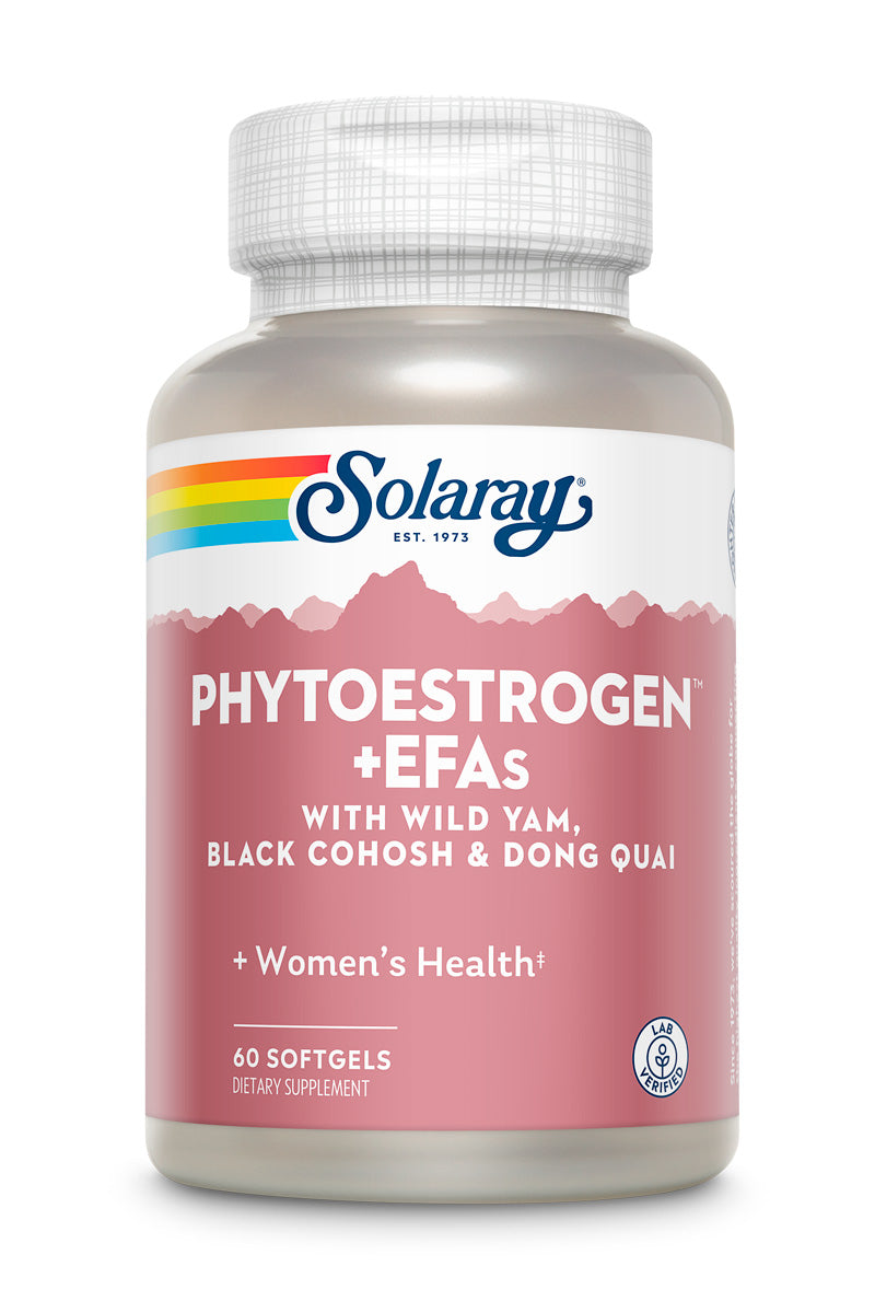 Solaray PhytoEstrogen Plus EFAs Menopause Support | Wild Yam, Black Cohosh, Evening Primrose & Borage | 60ct, 30 Serv.