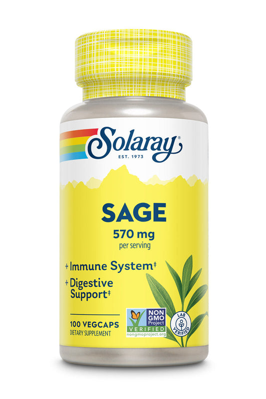 Solaray Sage Leaf | 570mg per serving | Healthy Body Odor & Perspiration, Immune Function, and Nervous & Digestive System Support | 100 VegCaps