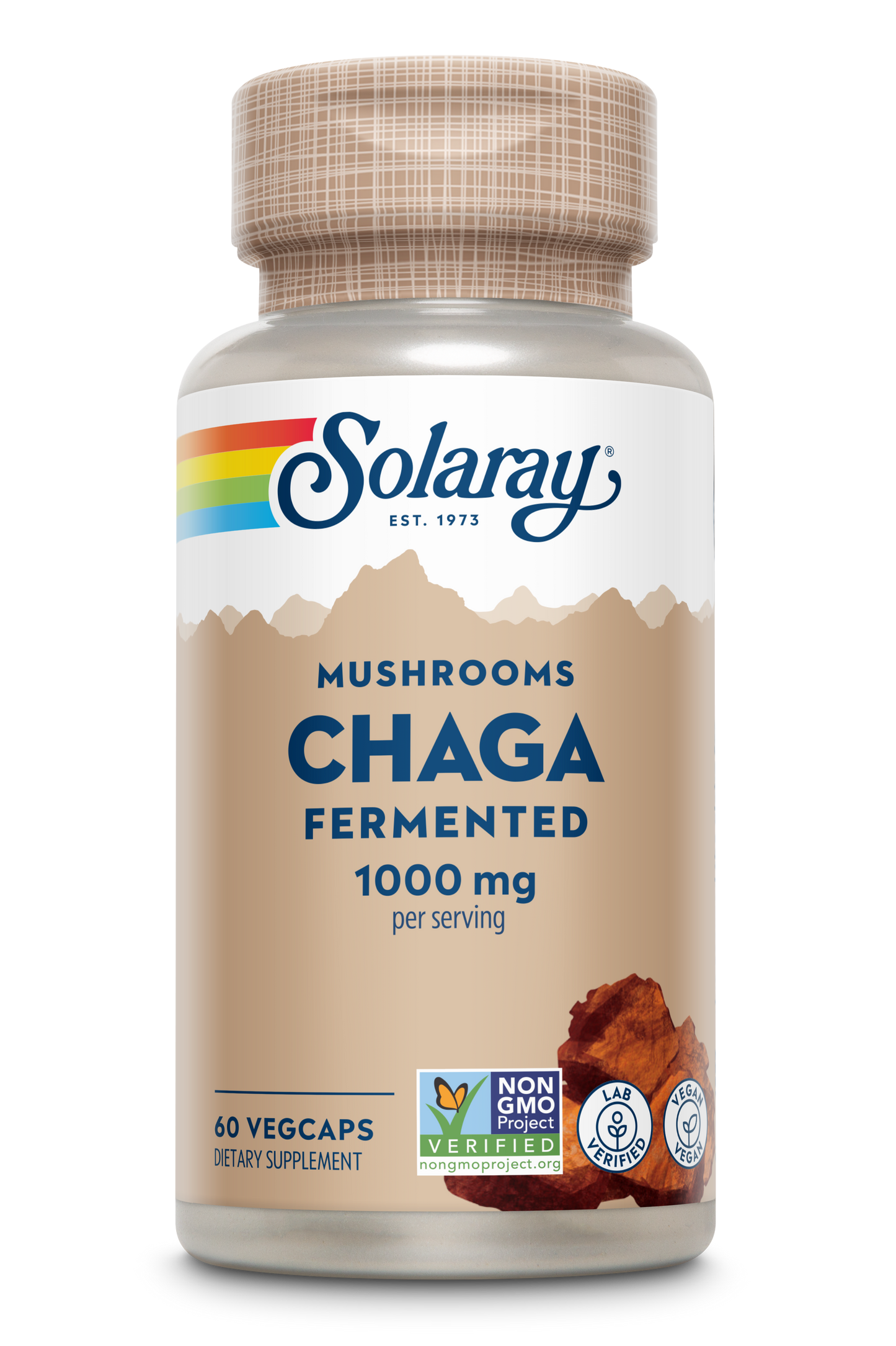 Solaray Fermented Chaga Mushroom 500 mg | Healthy Immune Function Support | 30 Servings | 60 VegCaps