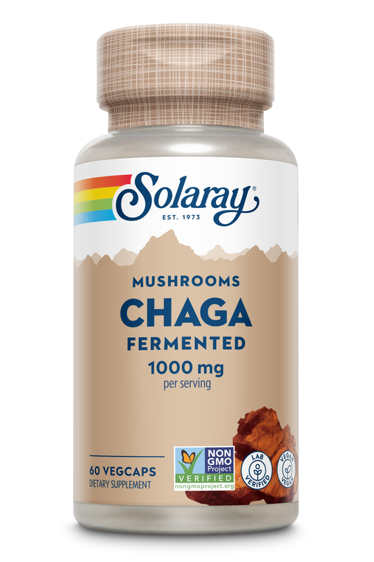 Solaray Fermented Chaga Mushroom 500 mg | Healthy Immune Function Support | 30 Servings | 60 VegCaps