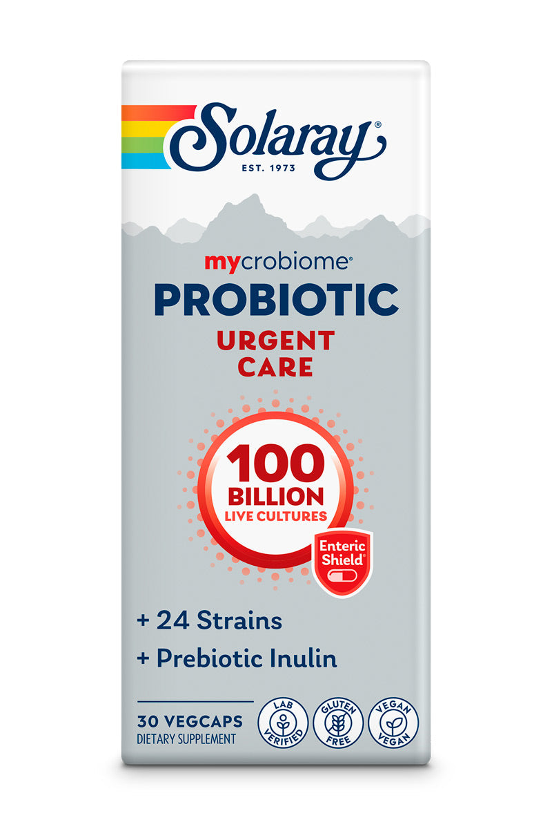 Solaray Mycrobiome Probiotic Urgent Care | Formulated to Support Healthy Digestion, Immune Function & More | 100 Billion CFU | 30 VegCaps