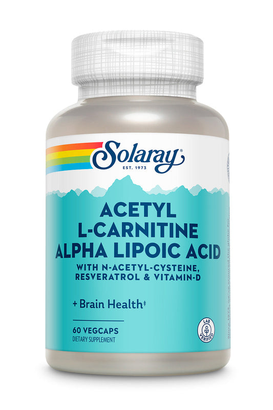 Solaray Acetyl L-Carnitine with Alpha Lipoic Acid, Brain Function and Memory Support with N-Acetyl-Cysteine, Resveratrol and Vitamin D, Lab Verified, 60-Day Guarantee, 30 Servings, 60 VegCaps