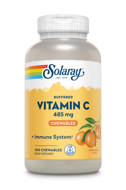 Solaray Chewable Vitamin C Buffered Natural Orange Flavor w/ Rose Hips & Acerola 500mg 100 Chewables