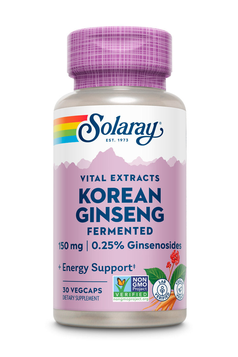 Solaray Fermented Korean Ginseng Root Extract | Healthy Stress, Energy & Physical Endurance Support | Vegan, Non-GMO | 30 VegCaps