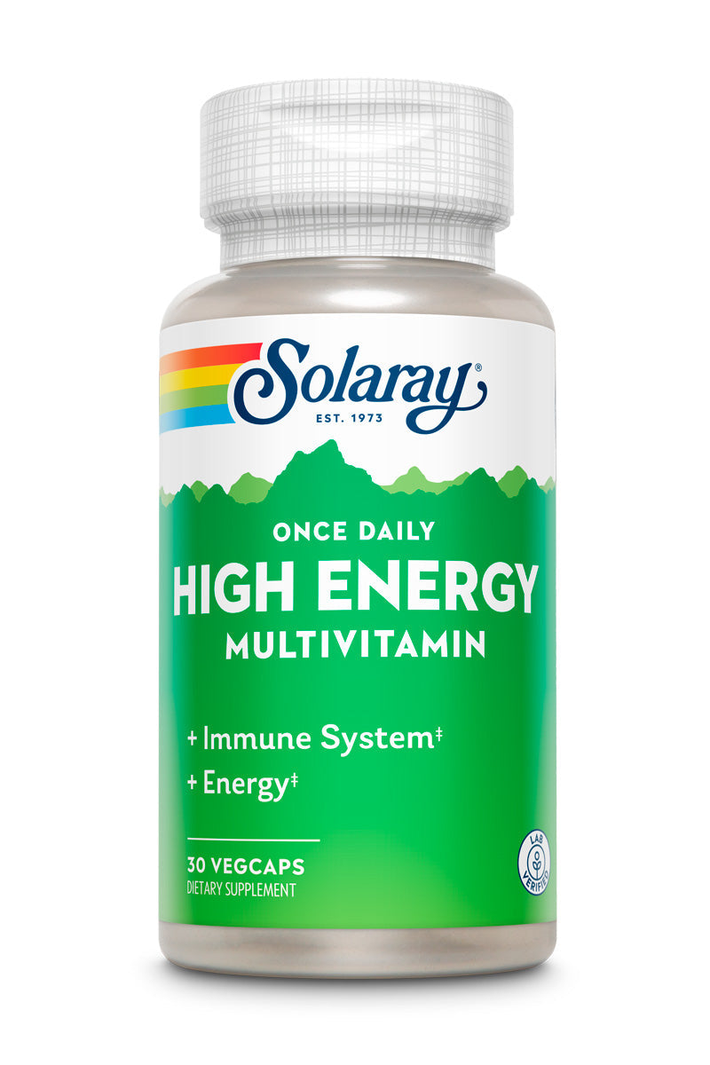 Solaray Once Daily High Energy Multivitamin, Supports Immunity & Energy, Whole Food Base Ingredients, Mens and Womens Multi Vitamin, 180 VegCaps (30 Servings, 30 VegCaps)