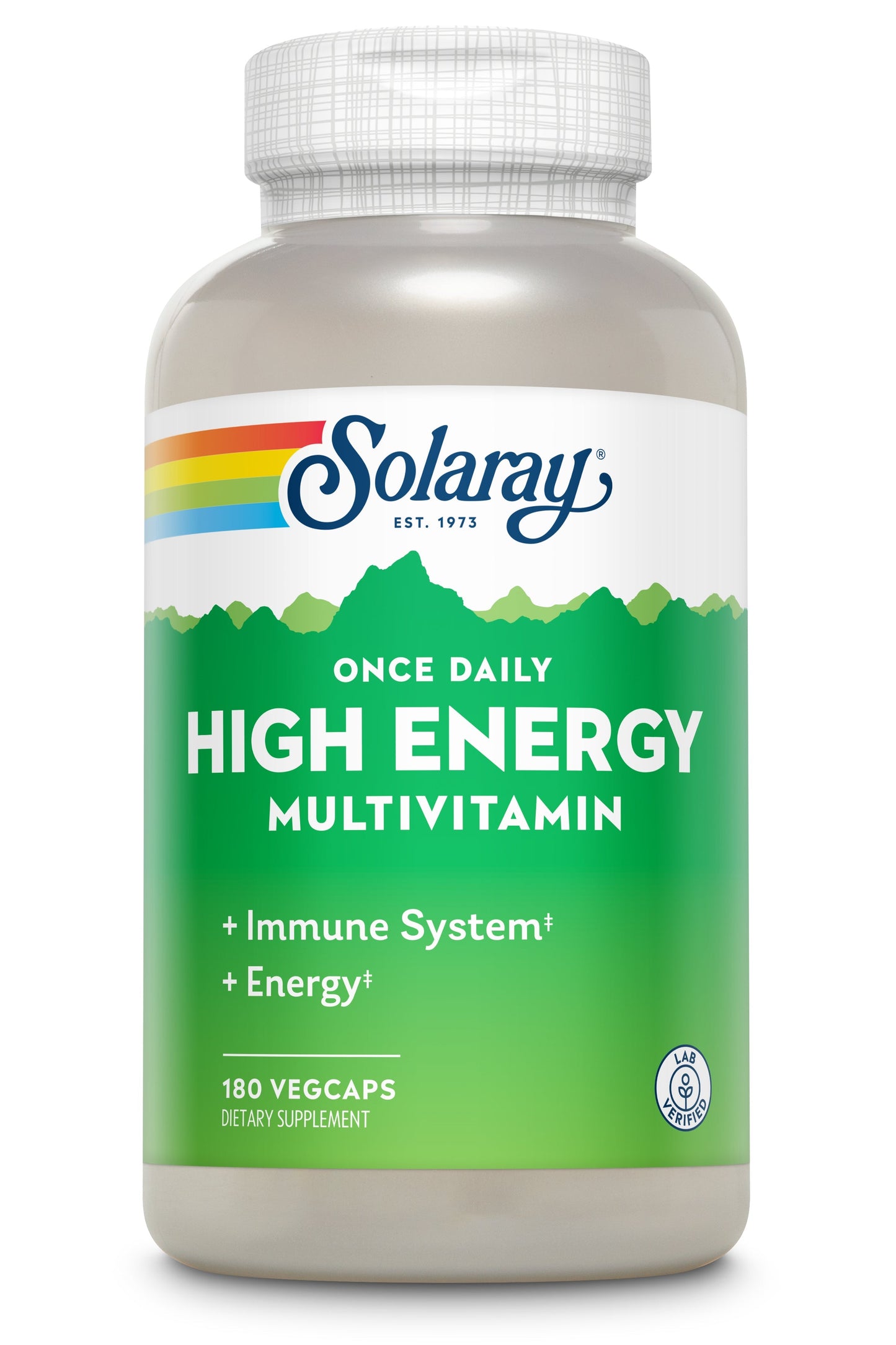 Solaray Once Daily High Energy Multivitamin, Supports Immunity & Energy, Whole Food Base Ingredients, Mens and Womens Multi Vitamin, 180 VegCaps (180 Servings, 180 VegCaps)