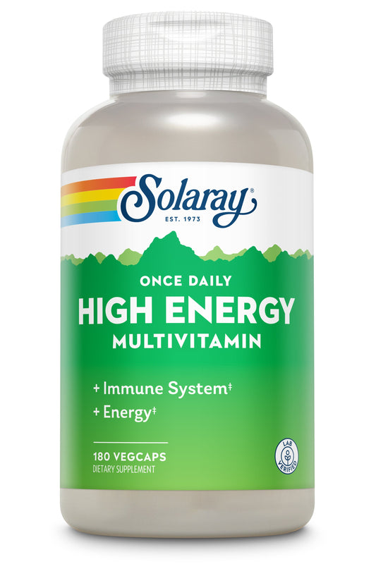 Solaray Once Daily High Energy Multivitamin, Supports Immunity & Energy, Whole Food Base Ingredients, Mens and Womens Multi Vitamin, 180 VegCaps (180 Servings, 180 VegCaps)