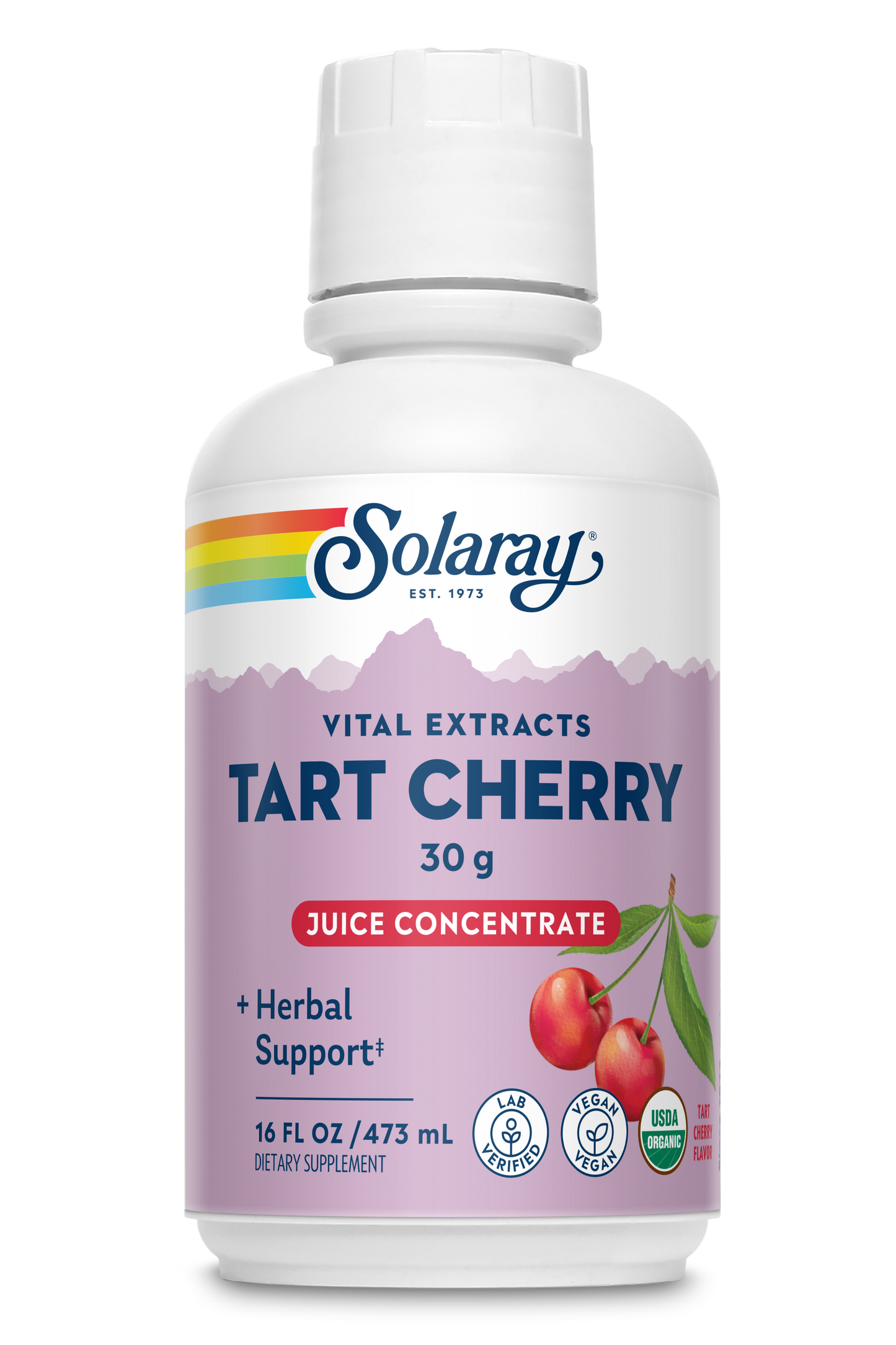 Solaray Organic Tart Cherry 100% Juice Concentrate | Healthy Uric Acid Levels & Joint Support | 16 Servings | 16 fl oz